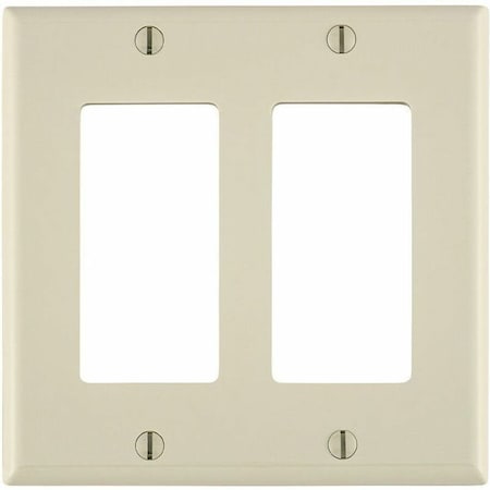 Leviton Decora Wallplate, Standard Size, Gang 2, Light Almond 80409-NT