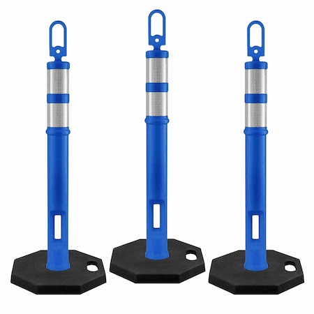 Jrex Safety 42 in Ring Loop Blue Traffic Delineator Post with 13 LB PVC Base, 3PK DLRB-JR-BLU-42-3PK