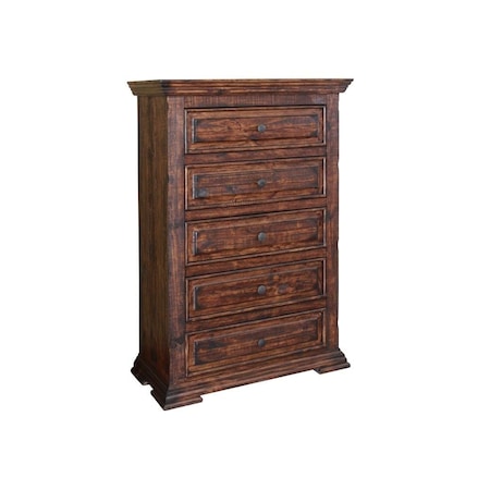 Homeroots 37" Chocolate Solid Wood Five Drawer Chest 524563