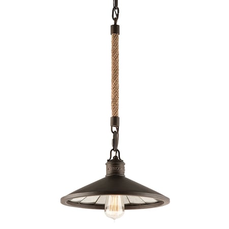 Troy Lighting Brooklyn 1 Light Pendant 12 In. Heritage Bronze F3144-HBZ