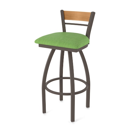 Holland Bar Stool Co Revelle 30in Swivel Bar Stool with Bronze Finish, Medium Back and Graph Parrot Seat 881