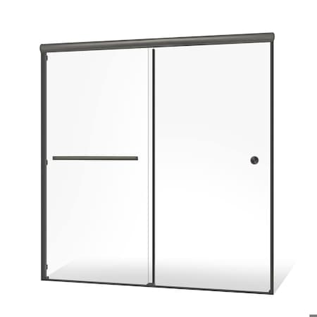 Fab Glass And Mirror Semi-Frameless Double Sliding Glass Shower Door Sorrento Economy Series Adjustable 56in-60in Widt SHSO60X70BN