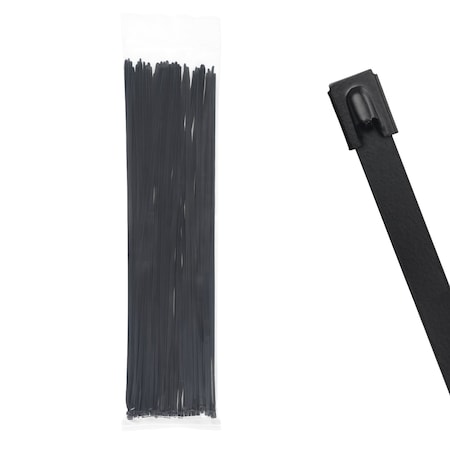Cable Ties Unlimited Cable Tie, 20.4 in L, 300 lb Strength, 5.8 in Max Bundle Dia, Coated 316 Stainless Steel, Blk, 100PK SSPCoated20-HD