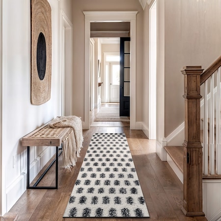 World Rug Gallery Scandinavian Arrow Shag Runner Rug 2 ft 3 in x 8 ft Anthracite WR126ANTHRACITE2X8