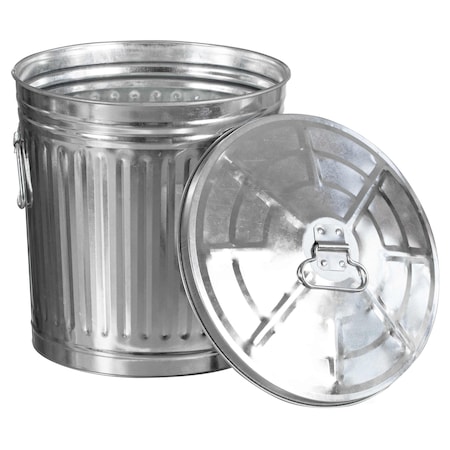 Gardenised 7 gal Round Outdoor Can, Silver, Galvanized Steel, 13 in QI004750