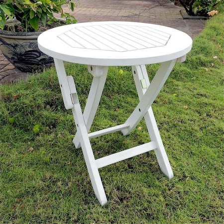Fixturesfirst Acacia Round Folding Table, White FI3009674