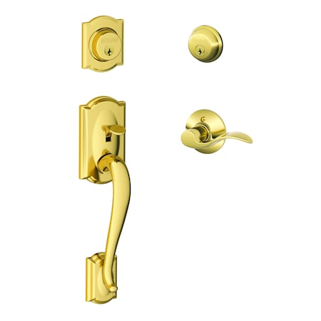 Schlage Residential Left Hand Camelot with Accent Lever Double Cylinder Handleset and Trim C Keyway with 12326 F62CAM505ACCLH