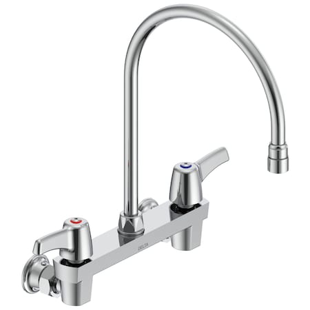 Delta Commercial 28C3 / 28C4 / 28C6 Two Handle 8 In Wallmount Service Sink Faucet In Chrome 28C4933-R7