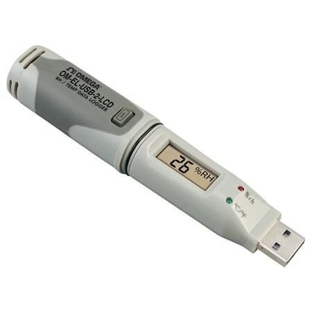 Omega Temperature, Humidity & Dew Point Data Logger, Temperature/Humidity, 2 Measurements, Internal, 16k OM-EL-USB-2-LCD-PLUS