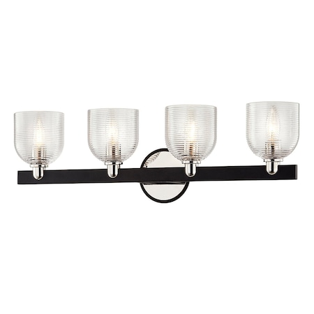 Troy Lighting Munich 4 Light Bath And Vanity 26.5 In. Carbide Blk & Pol Nickel B7714