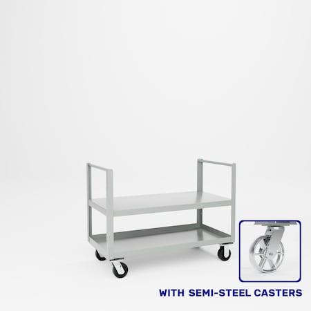 Pucel Double End Push Handle Truck, 24 in. W x 48 in. L x 36 in H, Light Blue 24-TRE-48S