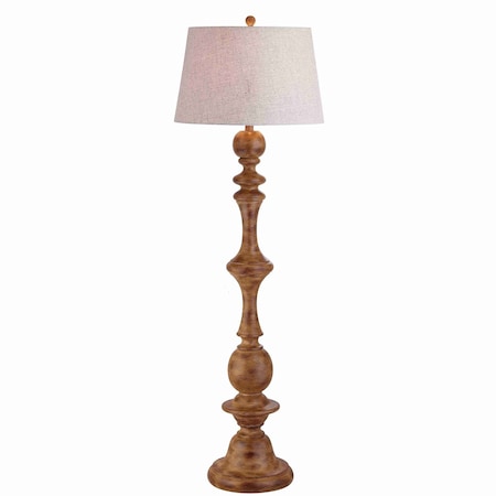 Jonathan Y Taylor 67" Rustic Farmhouse Spindled Resin LED Floor Lamp, Brown Wood Finish JYL3000A
