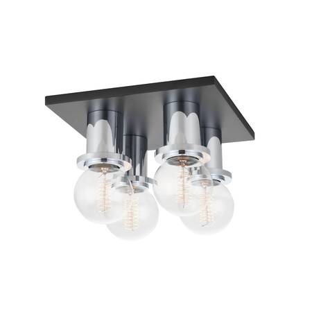 Mitzi Brandi 4 Light Flush Mount 28.75 In. Polished Chrome/Soft Black H526504-PC/SBK