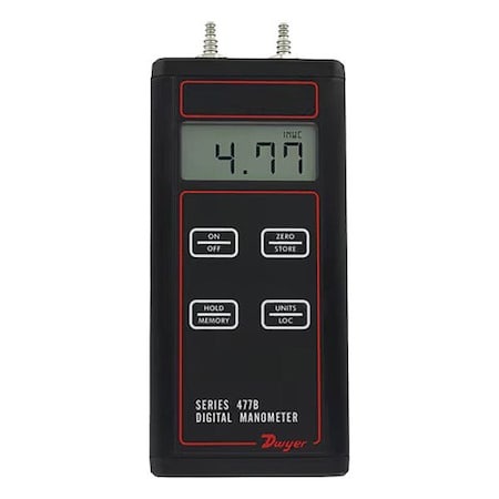 Dwyer Instruments Digital Manometer, LCD, 60 psig, Barb 477B-5-NIST