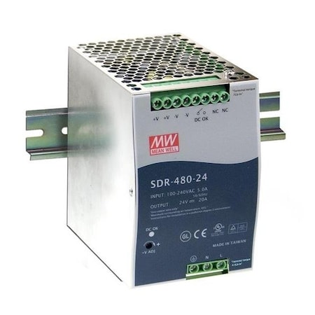 Meanwell Mean Well - Industrial AC/DC Din Rail Power Supply Single Output 24V 20A 480W with PFC Du SDR-480-24