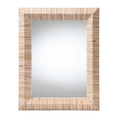 Bali & Pari Adino Bohemian Woven Natural Grasscloth Rectangle Accent Mirror 255-14038-ZORO