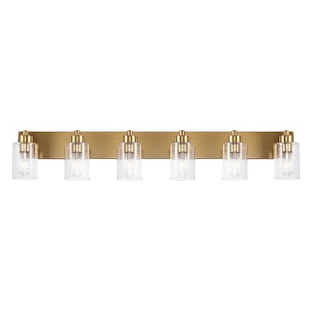 Jonathan Y Irving 40" 6-Light Seeded Glass/Iron Modern Contemporary LED Vanity Light, Brass Gold JYL7621D