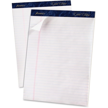 Ampad/ Of Amercn Pd&Ppr Ampad, GOLD FIBRE WRITING PADS, WIDE/LEGAL RULE, 8.5 X 11.75, WHITE, 50 SHEETS, DOZEN 20070