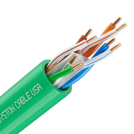 Syston Cable Technology Cat 6e Ethernet Cable Bulk, 20ft Green, 600MHz 23AWG Solid Bare Copper, CMR Riser-Rated for PoE Use BULK1258-20GN