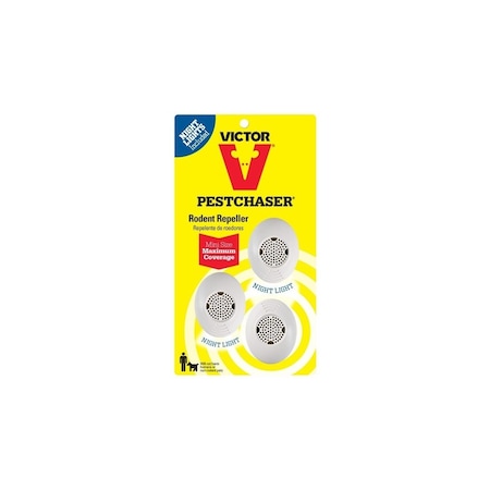Victor PestChaser Rodent Repellent with Nightlight, 1.69 in L, 1-3/4 in W, 2.63 in H M751PS