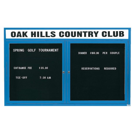 Aarco Outdoor Enclosed Directory w/ Al Frame Header, Powder Coated Blue, 36''Hx60''W OADC3660HB