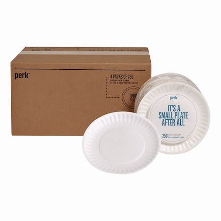 Perk Economy Paper Plates, 6in dia, White, 1000PK PK56517/53197