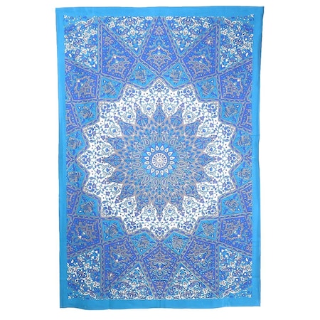 Homeroots 80" X 56" Royal Blue Mandala Cotton Hanging Tapestry 397194
