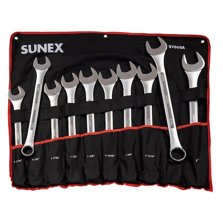 Sunex 10 Piece Sae Raised Panel Jumbo Combination Wrench Set 97010A