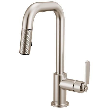 Brizo Litze Pull-Down Prep Faucet with Square Spout, Industrial Handle Stainless 63954LF-SS
