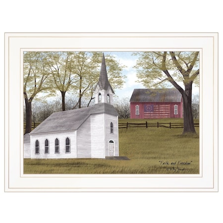 Homeroots Faith and Freedom 2 White Framed Print Wall Art 404517