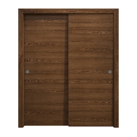 Sartodoors Sliding Closet Bypass Doors 72 x 96 inches, Ego 5000 Cognac Oak Veneer, Rails Hardware Set, Wood EGO5000DBD-DKO-7296