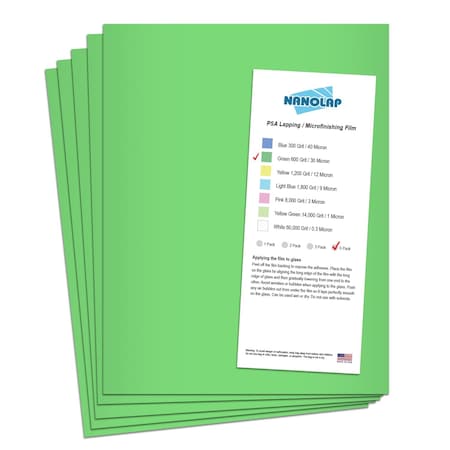 Nanolap PSA Lapping Film, 5 Pc 30 Micron (600Grit), 8-0.5 in x 11 in Microfinishing Fine Sanding Paper 61599N