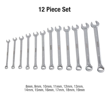 Sunex 12 Pc. Metric Full Polish V-Groove Combination Wrench Set 9917MA