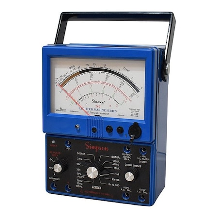 Simpson Electric AnalogMultimeter, Sealed Marine, Lighted 12509