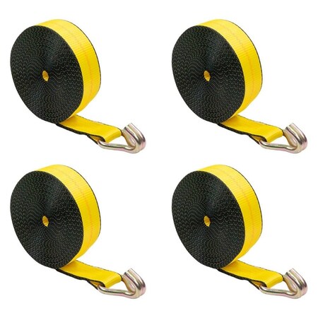 Mytee Products 4PK 2inx15ft Winch Strap w/Wire Hook for Flatbed Truck Utility Trailer 333lbs WLL, 4PK WS215WHx4