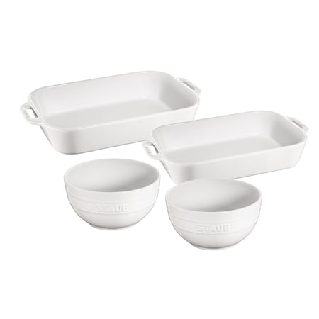 Staub Ceramic 4-pc Baking Dish Setand, White 1014779