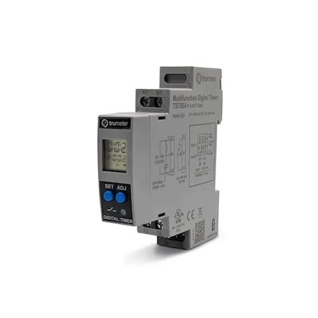 Trumeter Digital Timer Switch Relay, 24-240V AC/DC, 18 Functions, 2x NO Form A TS7958