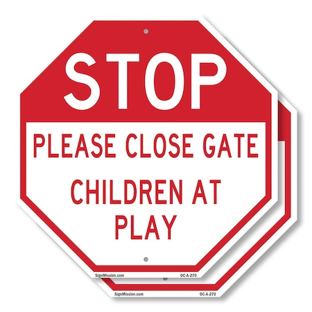 Signmission Stop Please Close Gate Children at, 10 inch X 10 inch, Aluminum Metal Signs, 2PK OC-A-2PACK-10-270