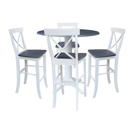 Whitewood Industries Extension Dining Tables, 45 in L, 38 in H, Parawood, 5 Piece Set K05-42DPT-27-S61334