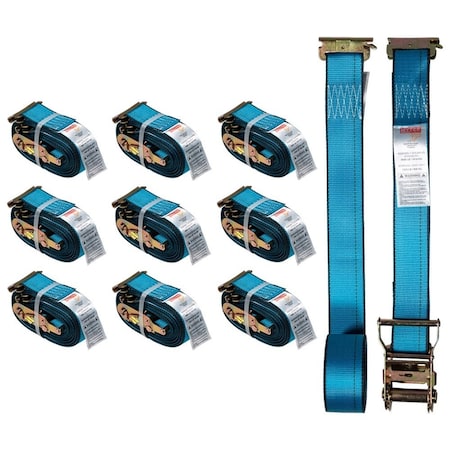 Mytee Products 20ft E Track Ratchet Straps Trailer Van Truck Strap Tie Down Cargo, 10PK ETKRS220x10