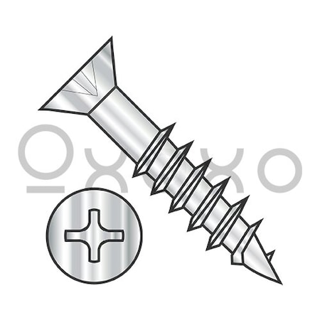 Oxoxo 6-13X1 1/2 Phillips Flat Head no Nibs Deep Thread Wood Screw P/T 410 Stainless Bright Hard, 4000PK 620548
