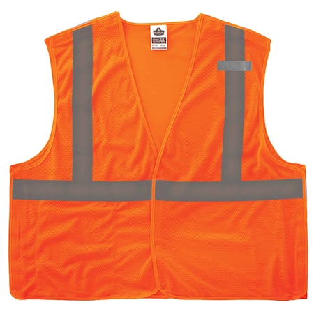 Ergodyne Safety Vest, Breakaway, Mesh, HV, Or, S/M 8215BA