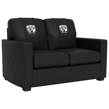 Dreamseat Silver Loveseat with Professional Bull Riders Bull Head Shield Logo XZ7759003LSCDBK-PSPBR0005
