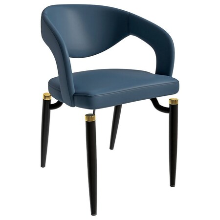 Leisuremod Entice Modern Leather Dining Chair with Iron Legs Open-Back Design in Blue EC60NBU
