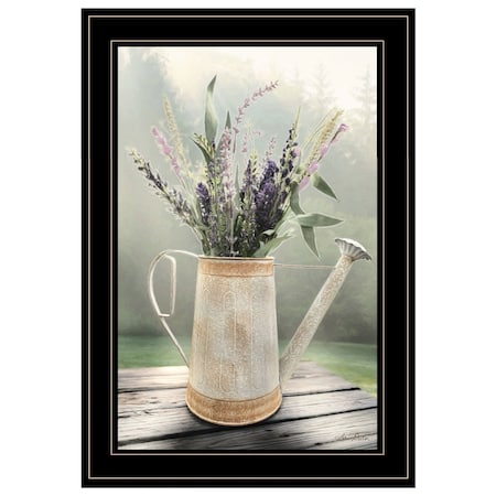 Homeroots Lavender Watering Can 1 Black Framed Print Wall Art 407433