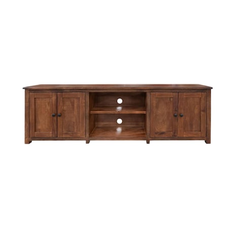 Homeroots 93" Brown Solid Wood Cabinet Enclosed Storage Distressed TV Stand 528757