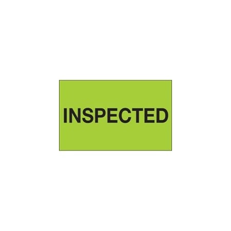 Bubblefast 1 1/4 x 2'' - ''Inspected'' Fluorescent Green Labels BFDL1163