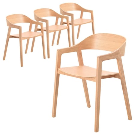 Leisuremod Rivo Collection Elegant Dining Chair in Natural Wood, 4PK RC20NW4