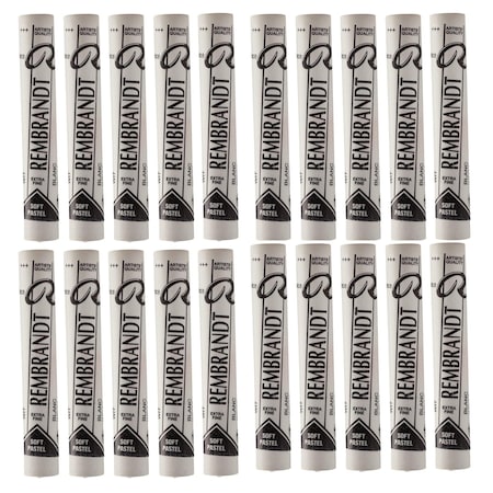 Rembrandt Soft Pastel Single Color Set, White (100.5), 5 Full Sticks Per Pack, 4PK 31991005