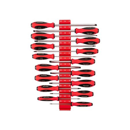 Tekton Slotted Screwdriver Set with Red Modular Organizers - 4, 8 Inch Shanks, 16-Piece (3 - 14 mm) DWS90109